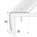 Anodised Aluminium Non-Slip Ribbed Stair Nosing Edge Trim 35mm x 35mm Durable, Easy to Install, Ideal for Carpeted Steps 0.9m & 2.7m Lengths