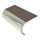 Bullnose Aluminium Stair Nosing 2.75m - Single Channel, Riser 37mm, Slip-Resistant PVC Inserts for Vinyl, Lino & Lightweight Carpets