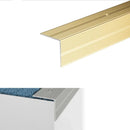 Anodised Aluminium Non Slip Ribbed Stair Nosing Edge Trim 35x35mm Anti-Slip for Carpet Stairs Screw or Self-Adhesive Fixing Options