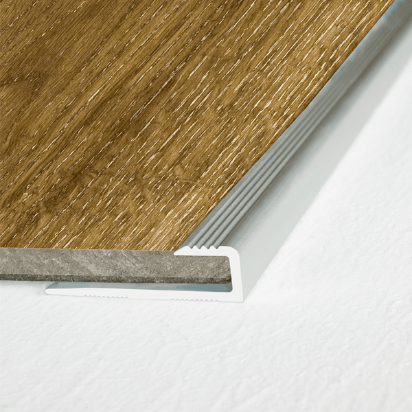 Stair nosing fitted on steps with vinyl and LVT flooring