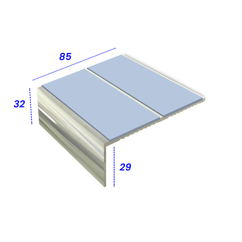 Premium Double Channel Aluminium Stair Nosing, 2.75m, Slip-Resistant PVC Inserts, 3.5mm Gauge, Ideal for Vinyl, Lino, Carpets, Durable & Safe