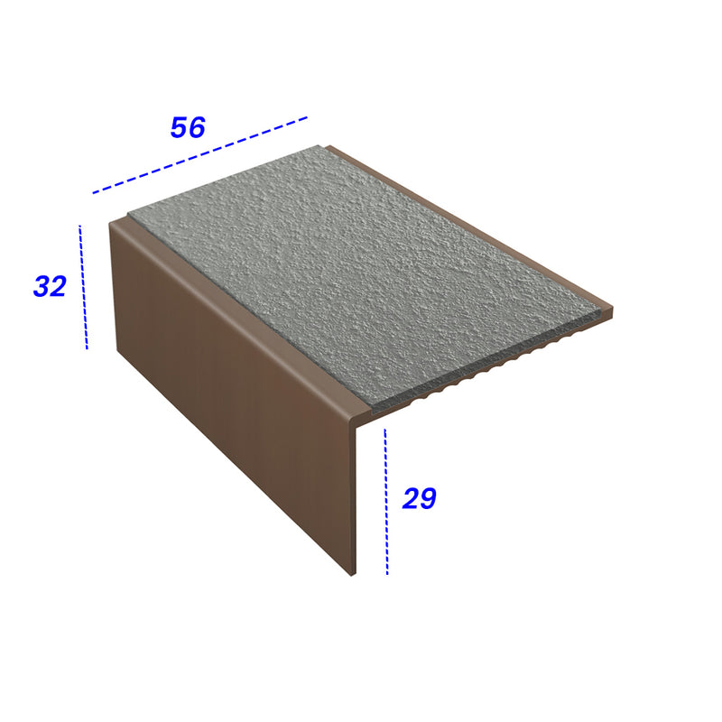 Non-Slip Weather-Resistant Square Aluminium Stair Nosing MorGrip Inserts 56mm Tread Durable & Stylish 2.44m, 2.75m, 3.22m Lengths