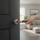 Premium Round Lever Door Handle in Two-Tone Black Nickel and Polished Chrome Finish for Modern Interiors