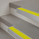 Aluminium Stair Nosing 66x55mm Raked Single Channel, Cut to Size up to 2.5m — PVC Insert Colour: Yellow Castellated