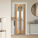 Premium Unfinished Internal Bi-fold Door with Clear Glass Pane - Solid Engineered Core and 11mm Oak Lippings