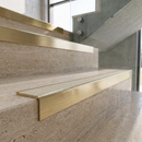 Solid Brass Stair Nosing with Carborundum Insert, Custom Lengths — Anti-Slip Infill Colour: Chalk