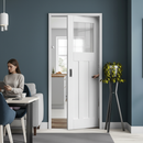 Premium White Primed Internal Pocket Door Set with 1930s Design, Obscure Glass Panel, and Space-Saving Features