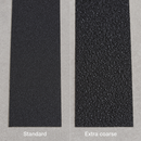 Extra coarse vs standard anti-slip tape comparison showing larger more aggressive grit particles