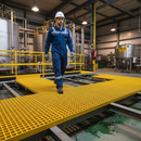 Premium Anti-Slip GRP Open Mesh Grating Panels - Corrosion-Resistant for Walkways, Platforms, and Ramps