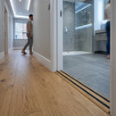 900mm anodised aluminium door threshold cover strip for indoor use, sleek metallic finish transition piece