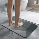 Premium Water Absorbent Rubber Backed Non-Slip Bathroom Floor Mat - Grey Geometry, Striped, Comfortable Microfiber Surface