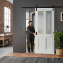Premium White Internal Victorian 2 Panel Sliding Door with Obscure Glass for Modern Living Spaces
