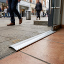 40mm anodised aluminium floor trim strip for indoor use, available in 0.9m and 2.7m lengths, metallic finish