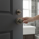 Premium Round Reeded Mortice Bathroom Door Knob Set with Gun Metal Finish and Complete Assembly Kit