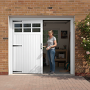 Premium White Painted Composite Garage Door with Obscure Double Glazing for Enhanced Privacy and Durability