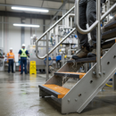 Heavy Duty Moulded Mesh Stair Tread with Non-Slip Surface and Corrosion Resistance - Yellow & Black Nosing