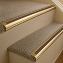 Solid Brass Stair Nosing 63.5mm Bullnose Single Channel, Anti-Slip Insert, Cut to Size 700-2700mm — Colour: Rustic Castellated