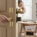 Premium Satin Brass Mortice Bathroom Door Knob Set with Mushroom Design, Complete with Ball Bearing Hinges and Privacy Lock