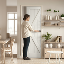 Premium White Primed Internal Barn Framed Pocket Door Set - Rustic Modern Design, Customizable Finish, Space-Saving Solution