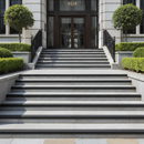 Black GRP stair nosing on external stone steps at UK office building entrance