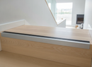 Silver anodised aluminium stair nosing 1200mm installed on light oak wooden stairs
