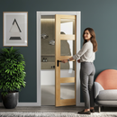 Premium Unfinished Internal Shaker Pocket Door Set with 4 Clear Glass Panels for Modern Interiors