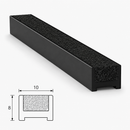 Black grit insert beside a cross-section drawing marked 10mm wide by 8mm deep