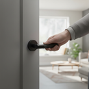 Premium Round Rose Lever Door Handle Set with Matt Black Finish and Ergonomic Design for Modern Interiors