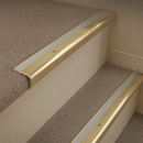 Solid Brass Stair Nosing 63.5mm Bullnose Single Channel, Anti-Slip Insert, Cut to Size 700-2700mm — Colour: Light Grey Castellated