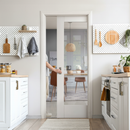 Premium White Primed 1-Light Clear Glass Pocket Door Set - Contemporary Design for Space Optimization