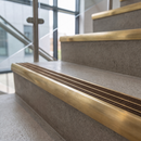Solid Brass Stair Nosing 83mm x 40mm Ramped Heavy Duty with Carborundum Insert — Anti-Slip Infill Colour: Hazelnut