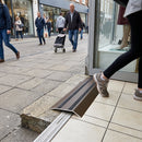Silver aluminum ramp transition strip 50x15mm for smooth floor level changes indoors and outdoors