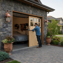 Premium Unfinished Solid Redwood Garage Door with Obscure Glass - Classic Side-Hung Design for Enhanced Home Aesthetics