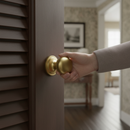 Premium Victorian Style Louvre Door Knob with Satin Brass Finish and Matching Fixings