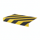 Black/yellow GRP stair tread cover full 345mm hazard marking tread coverage — DDA compliant step cover