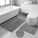 Premium 2-Piece Non-Slip Grey Bathroom Mat Set - Ultra Fluffy, Absorbent Chenille with Washable U-Shape and Rectangular Design