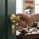 Premium Round Reeded Mortice Door Knob with Solid Brass Construction and Polished Brass Finish for Elegant Interior Design