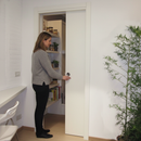 Premium White Single Pocket Door System with Galvanized Steel Frame and Silent Sliding Mechanism for Space-Saving Design