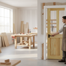 Premium Unfinished Internal Pocket Door Set with 2 Clear Glass Panels and Pine Frame for Space Efficiency