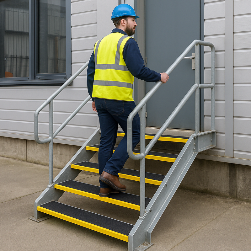 Standard Duty Anti-Slip GRP Stair Treads – 10-Year Guarantee | Fire Resistant, Lightweight, Easy Install | Non-Slip Fibreglass Stair Covers