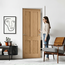 Premium Unfinished Victorian Shaker 4 Panel FD30 Fire Door - Solid Oak Construction for Interior Renovations
