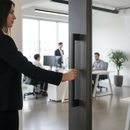 Premium Studio Pull Handle Set with Magnetic Device in Matt Black Finish for Industrial Doors