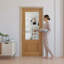 Premium Unfinished Oak Internal Door with Obscure Glass Panel - Made-to-Measure, Durable & Customizable Design
