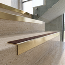 Solid Brass Stair Nosing with Carborundum Insert, Custom Lengths — Anti-Slip Infill Colour: Chestnut