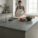 Premium Rounded Edge Laminate Worktop 3000mm x 600mm x 38mm with Durable Silver Granite Effect for Modern Kitchens