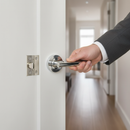 Premium Round Rose Lever Door Handle Set with Polished Chrome Finish, Ergonomic Design, and Secure Bullet Latch for Modern Interiors