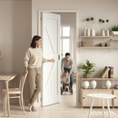 Premium White Primed Internal Barn Framed Pocket Door Set - Rustic Modern Design, Customizable Finish, Space-Saving Solution