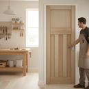 Premium Unfinished Internal 3 Panel Deco Door - Customizable Oak Design with Solid Core Construction for Enhanced Durability