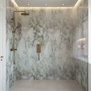 Premium Waterproof Wall Panelling with Neutral Marble Effect - 2420 x 600mm Panels for High-Moisture Environments