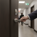 Premium Round Rose Lever Fire Rated Handle Set - Satin Chrome Finish with Secure Latch and Durable Hinges